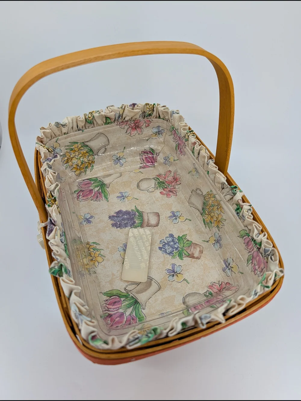 Longaberger 2000 Mothers Day Early Blossoms Set Basket/Liner/Tie-On/Pots/Protect